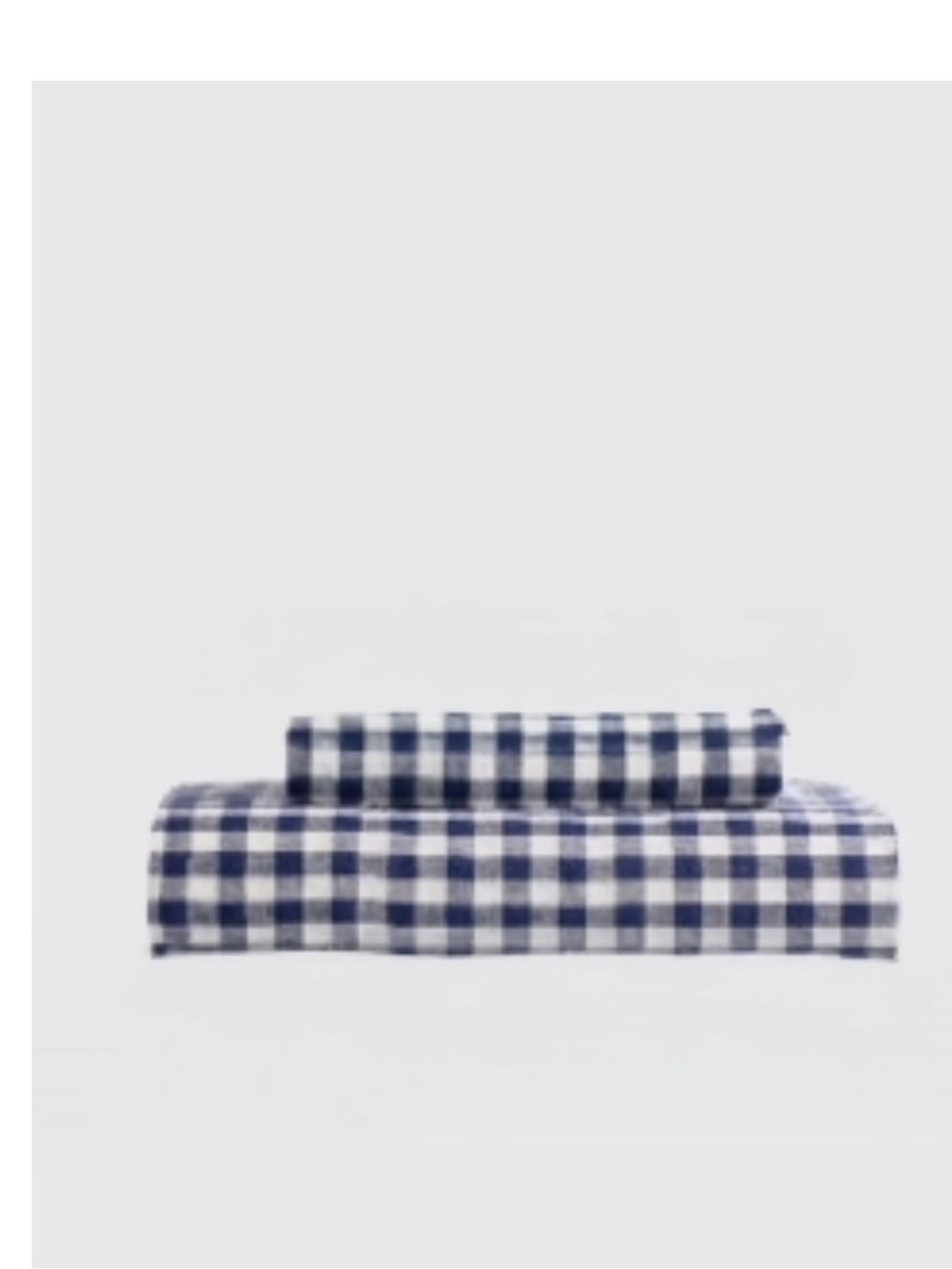 Quince Linen Navy and White Gingham Twin Fitted Sheet Set - Retail $94